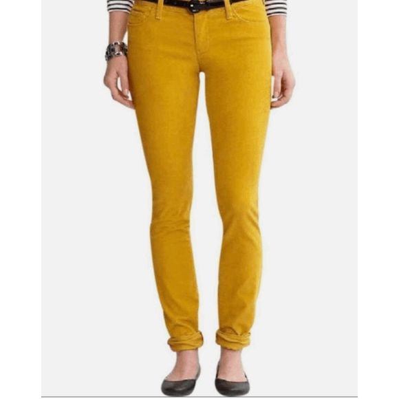 Banana Republic Skinny Fit Mustard Yellow Corduroy Pants, Size 6 / 28 - Picture 1 of 12